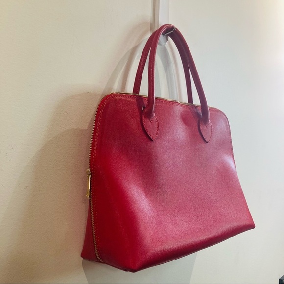 HANDBAG Satchel Leather Made in  Italy Main Compartment and Inside Zipper Pocket - Picture 2 of 11